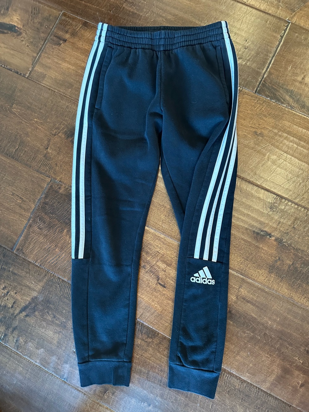 adidas Black Joggers with White 3-Stripes - Kids
